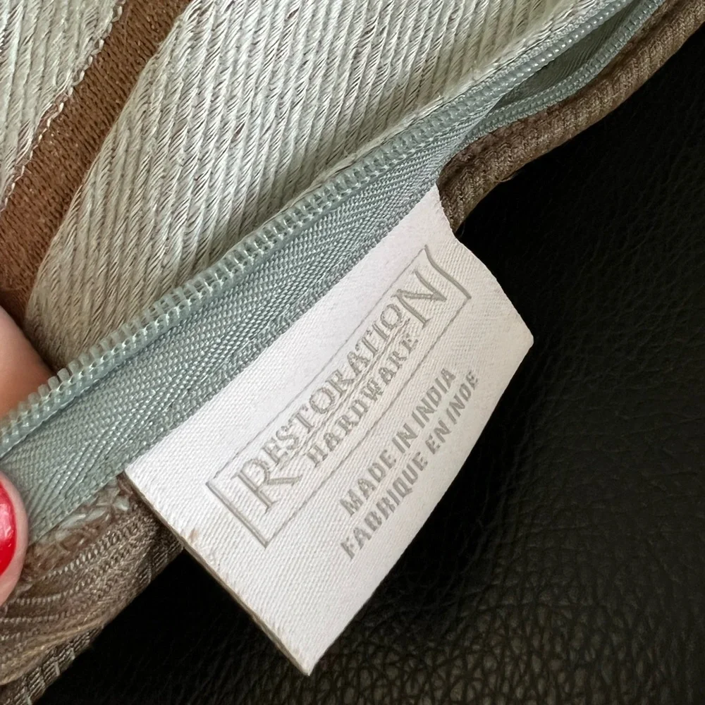 RESTORATION HARDWARE Blue Linen Cotton Silk Throw Pillow Case Only Decorative